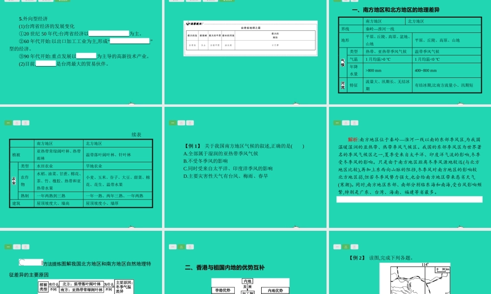 中考地理 第一编 基础篇 第四部分 中国地理下第21课时 南方地区课件