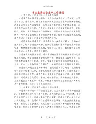 市安监局安全生产工作计划