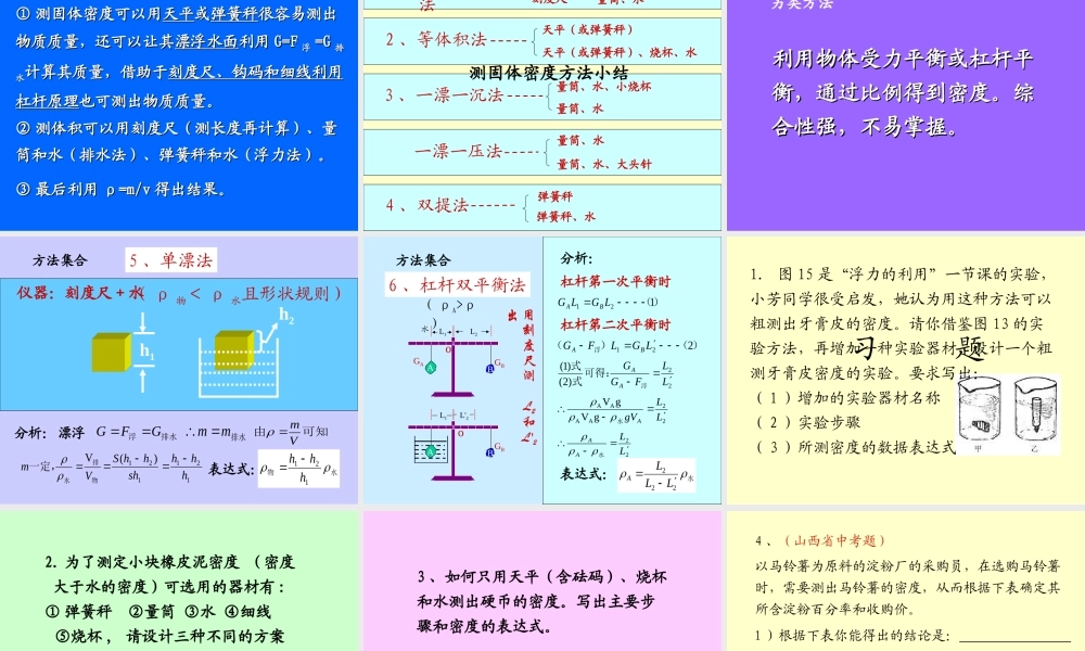 初中物理总复习力学专题 多种方法测密度课件