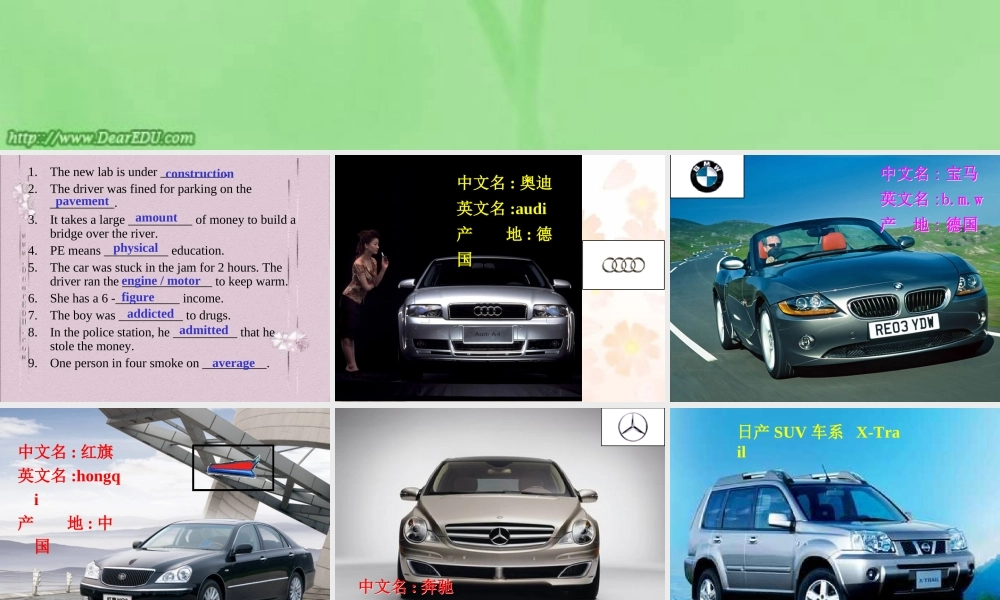 北师大模块3高一英语Unit9 lesson4 Car culture课件