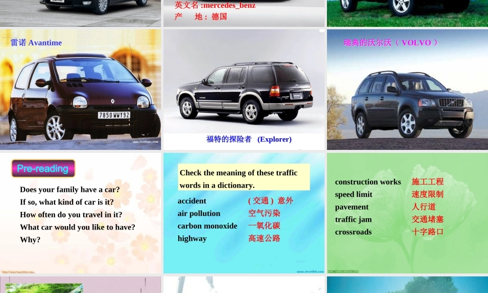 北师大模块3高一英语Unit9 lesson4 Car culture课件