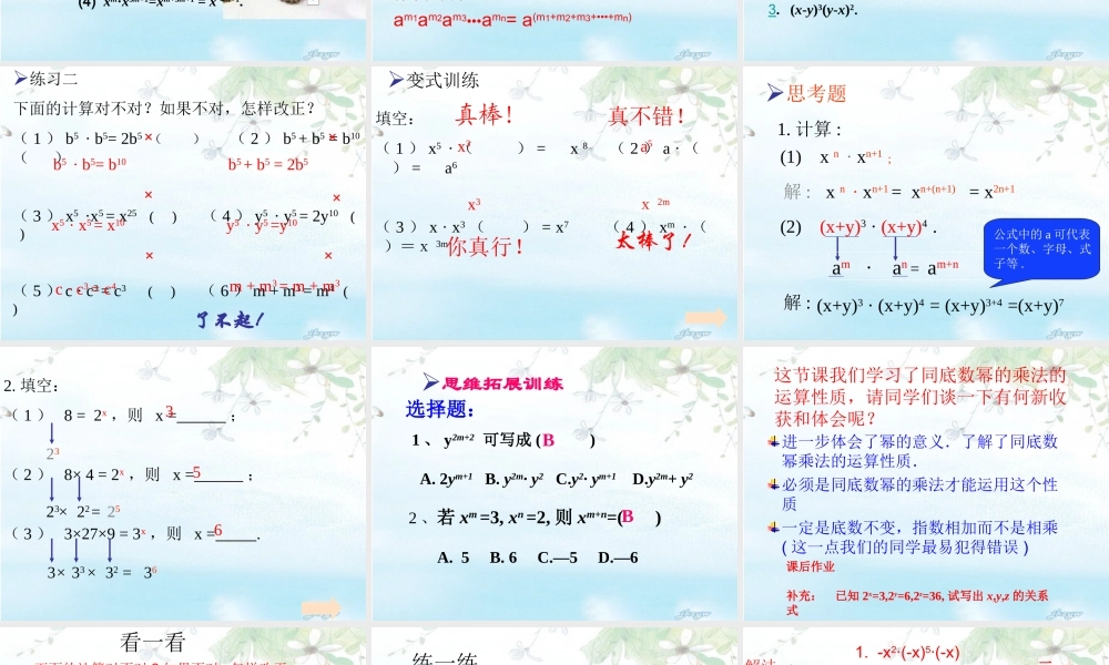 八年级数学 同底数幂的乘法 课件