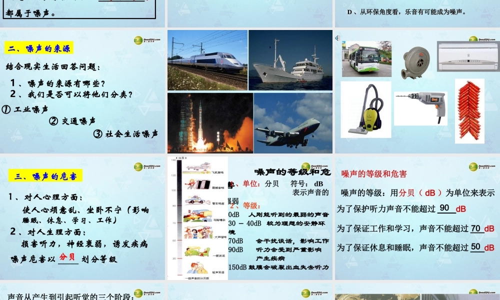 八年级物理上册 1.4 噪声的危害和控制课件 新人教版 课件