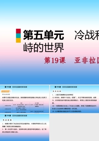 九年级历史下册 第五单元 冷战和美苏对峙的世界 第19课 亚非拉国家的新发展课件 新人教版 课件