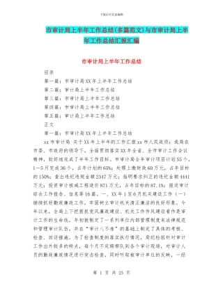 市审计局上半年工作总结与市审计局上半年工作总结汇报汇编.doc