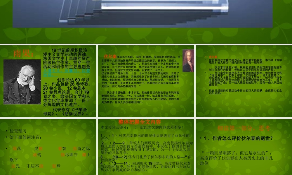 中学九年级语文上册(6 纪念伏尔泰逝世一百周年的演说)课件 新人教版 课件