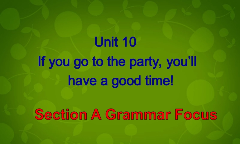 八年级英语上册 Unit 10 If you go to the party, you llhave a good time Section A 2课件 (新版)人教新目标版 课件