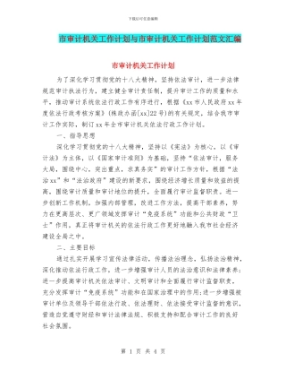 市审计机关工作计划与市审计机关工作计划范文汇编