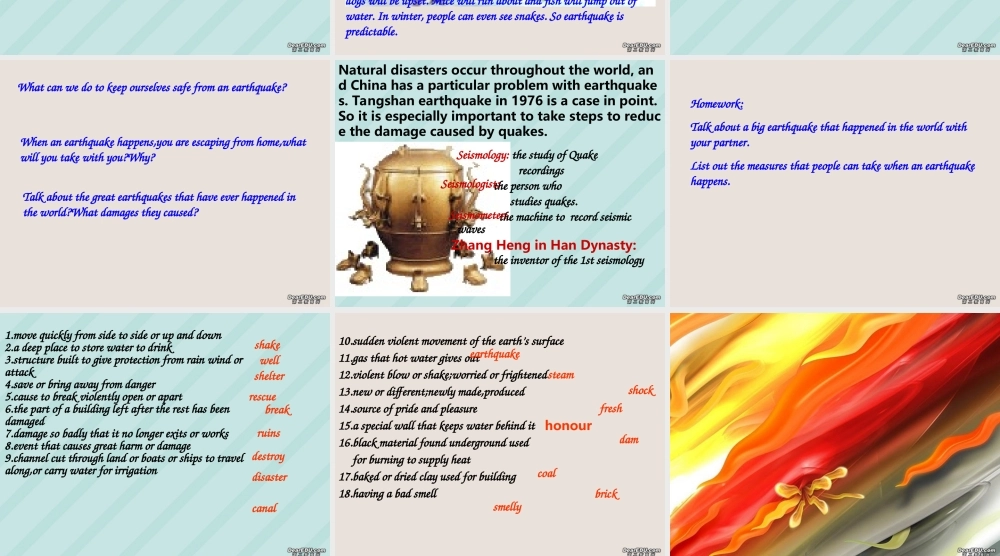 新课标实验英语高一Unit4 Earthquakes Period 课件