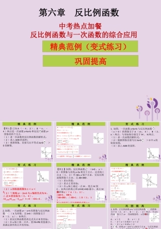 九年级数学上册 第6章 反比例函数 中考热点加餐 反比例函数与一次函数的综合应用(课堂导练)习题课件 (新版)北师大版 课件