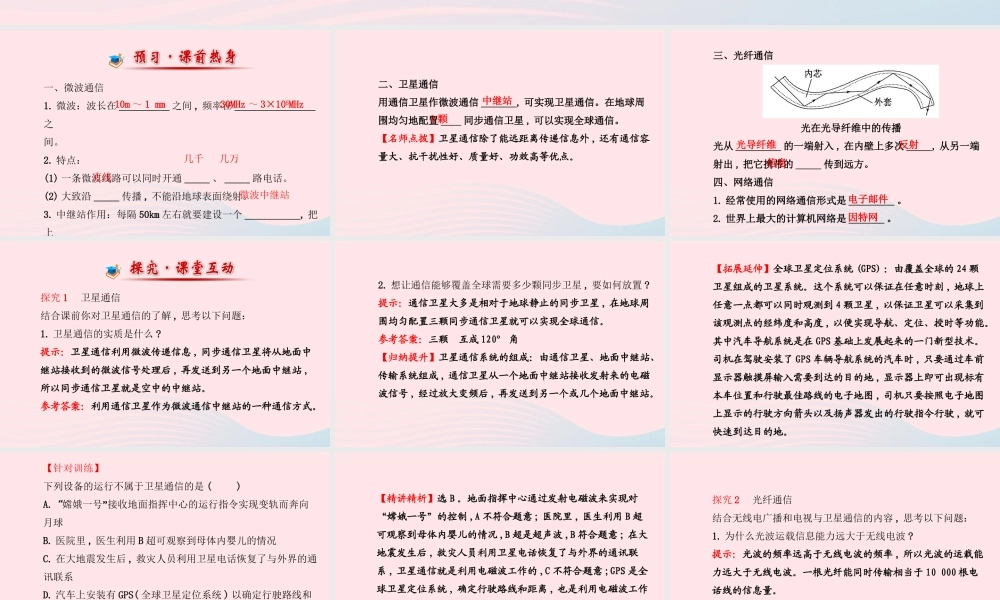 九年级物理下册 第十七章 第四节 现代通信课件 鲁科版五四制 课件