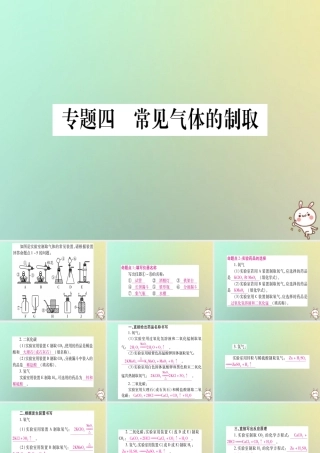 中考化学准点备考复习 第二部分 题型专题突破 专题4 常见气体的制取课件 新人教版 课件