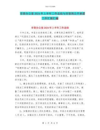市容办公室2024年上半年工作总结与市容局公开承诺工作汇报汇编