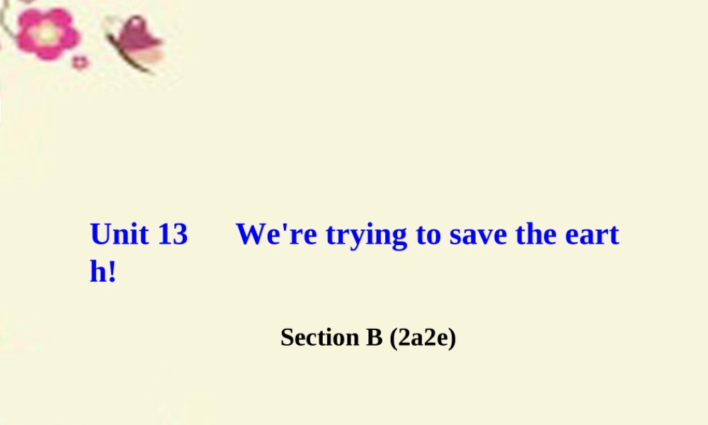 九年级英语全册 Unit 13 We're trying to save the earth Section B(2a 2e)课件 (新版)人教新目标版 课件
