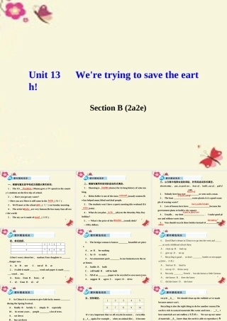 九年级英语全册 Unit 13 We're trying to save the earth Section B(2a 2e)课件 (新版)人教新目标版 课件