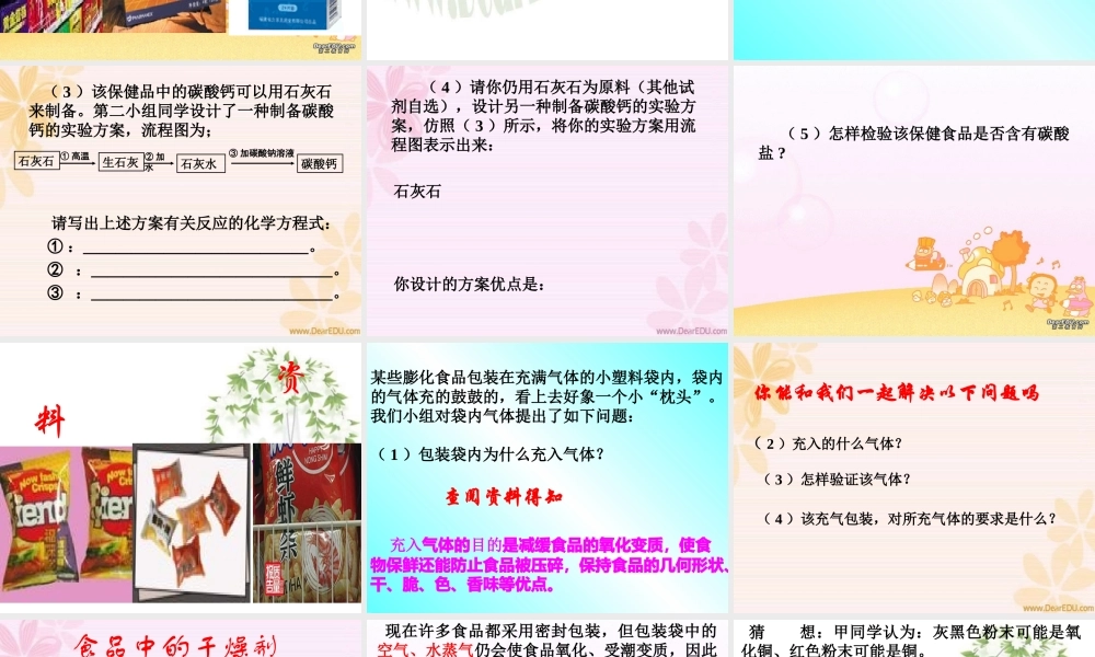 初三化学复习研讨课 食品中的化学 新课标 课件