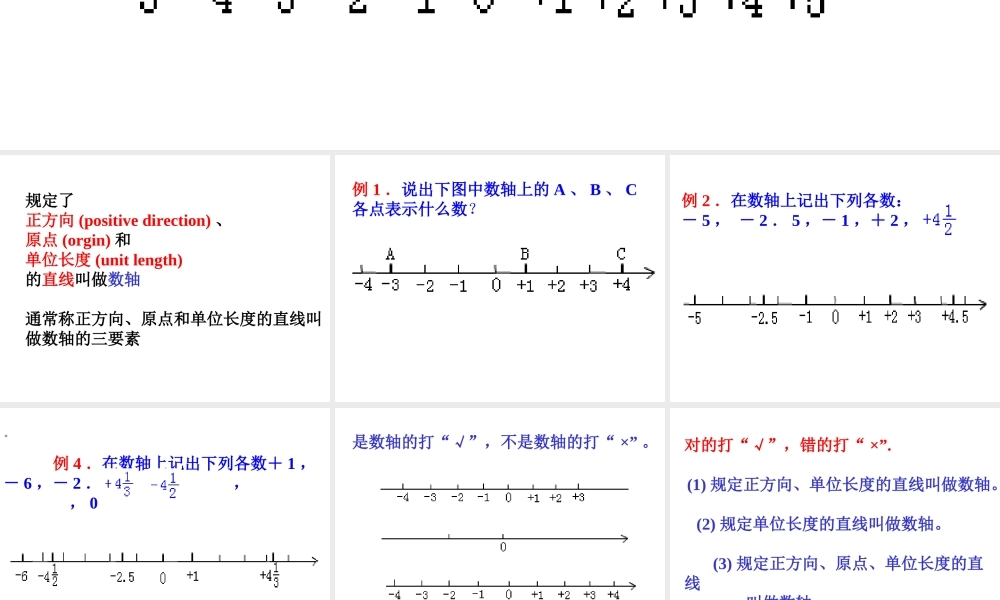 七年级数学实验课程之 数轴 课件 浙教版 课件