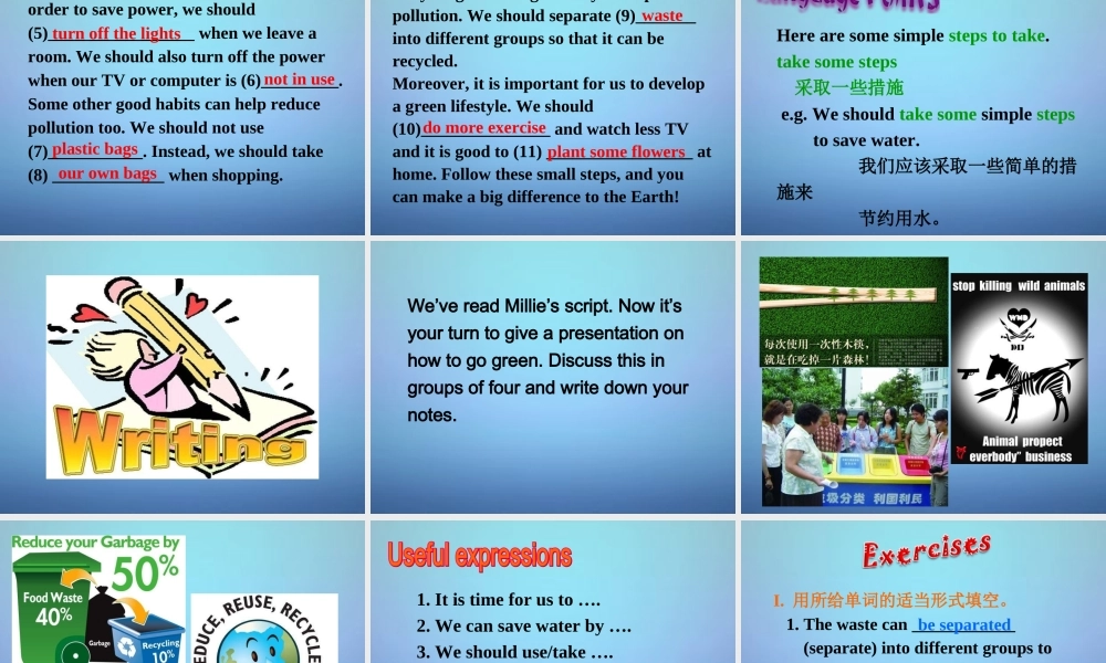 八年级英语下册 Unit 8 A green world Task课件 (新版)牛津版 课件