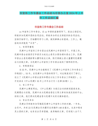 市宣传工作专委会工作总结与市容办公室2024年上半年工作总结汇编