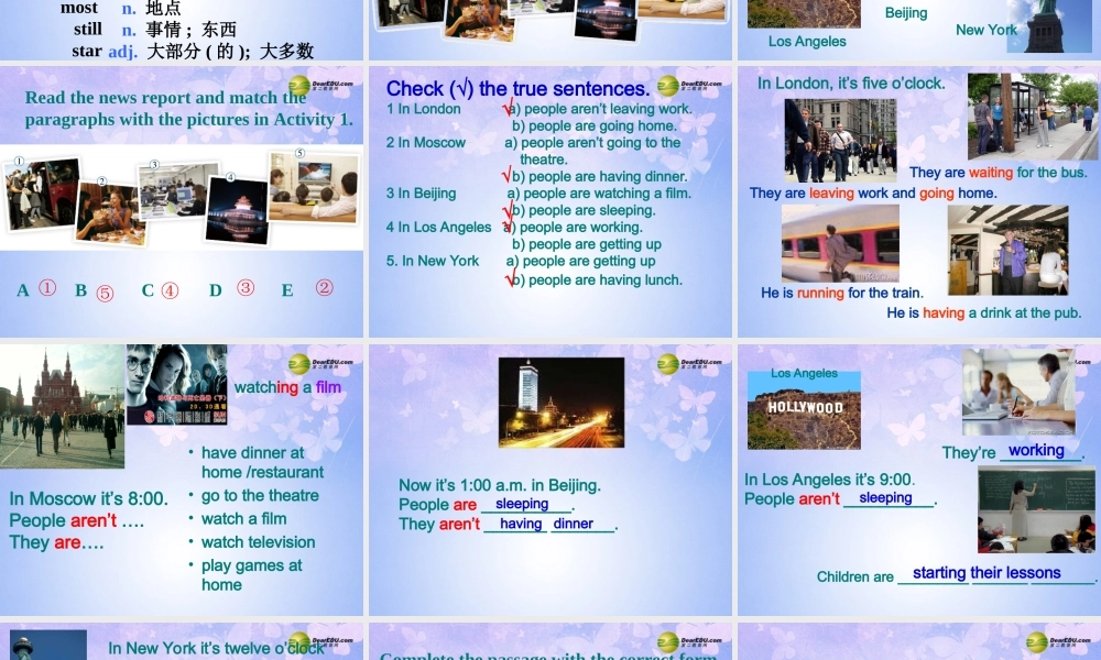 中学七年级英语上册 Module 9 People and places Unit 2 They re waiting for buses or trains课件 (新版)外研版 课件