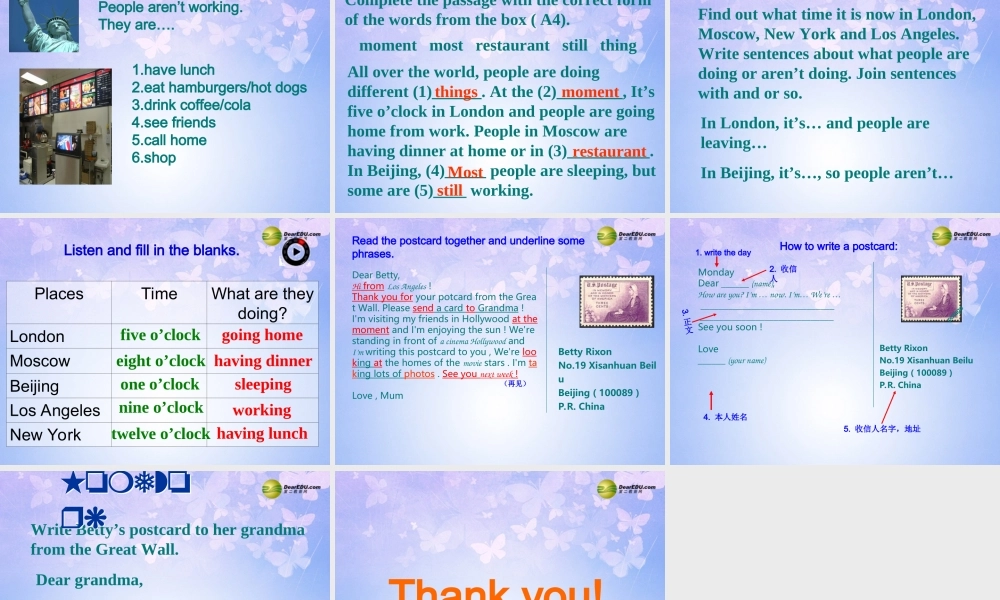 中学七年级英语上册 Module 9 People and places Unit 2 They re waiting for buses or trains课件 (新版)外研版 课件