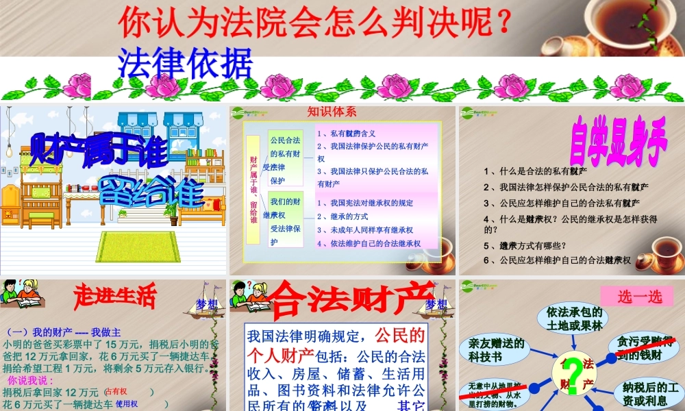 八年级政治上册 财产属于谁、留给谁上课课件 鲁教版 课件