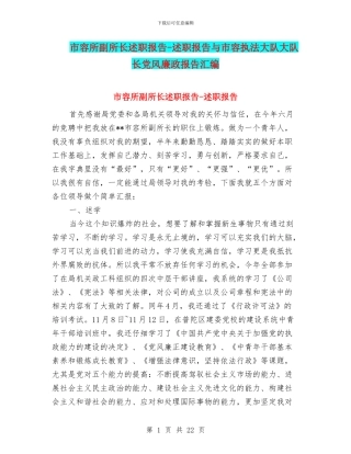 市容所副所长述职报告-述职报告与市容执法大队大队长党风廉政报告汇编