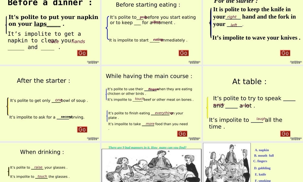 云南省高一英语Unit6 Good manners Reading课件