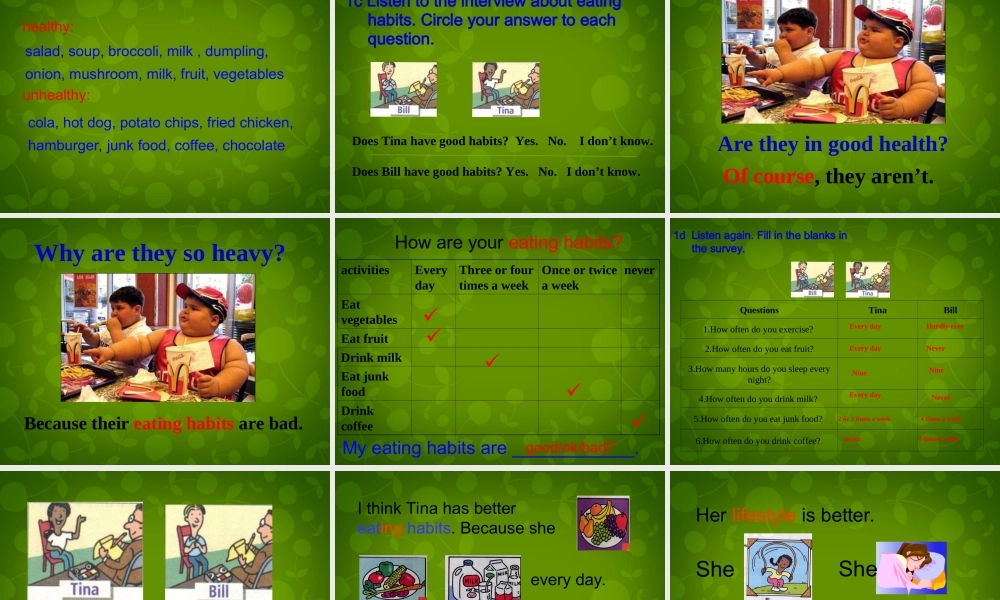 八年级英语上册 Unit 2 How often do you exercise Section B课件 (新版)人教新目标版 课件