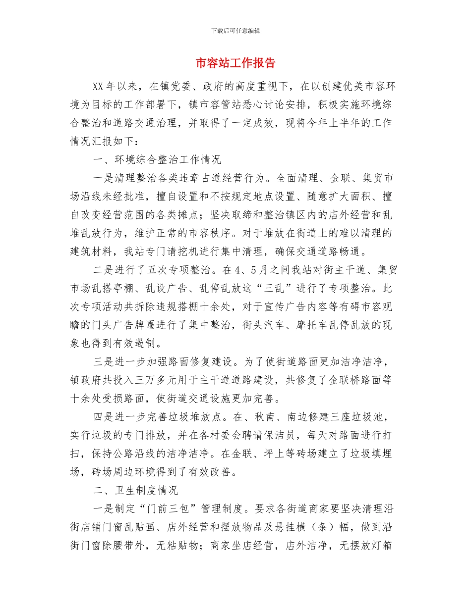 市容环境治理督查汇报材料与市容站工作报告汇编_第3页