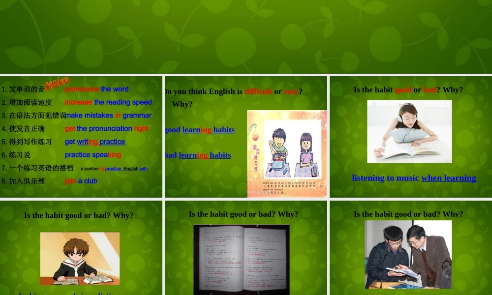 九年级英语全册 Unit 1 How can we become good learners Section B Period 2课件 (新版)人教新目标版 课件