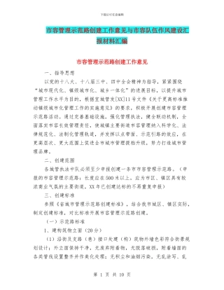 市容管理示范路创建工作意见与市容队伍作风建设汇报材料汇编