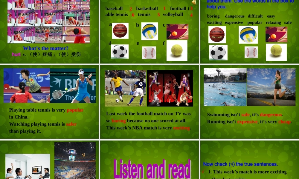 八年级英语上册 Module 3 Unit 1 Nothing is more exciting than playing tennis课件 (新版)外研版 课件