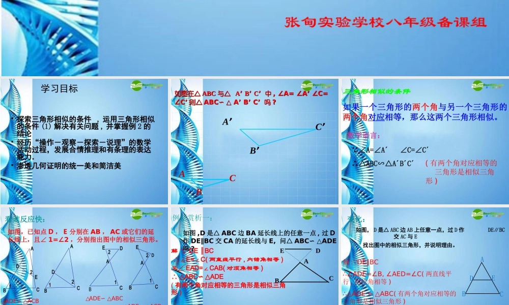 八年级数学下册 4.6探索三角形相似的条件一课件  北师大版 课件