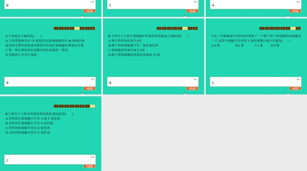 八年级生物上册 第四单元 第四章 第三节 人类染色体与性别决定(第1课时 人类染色体的传递)课件 (新版)济南版 课件