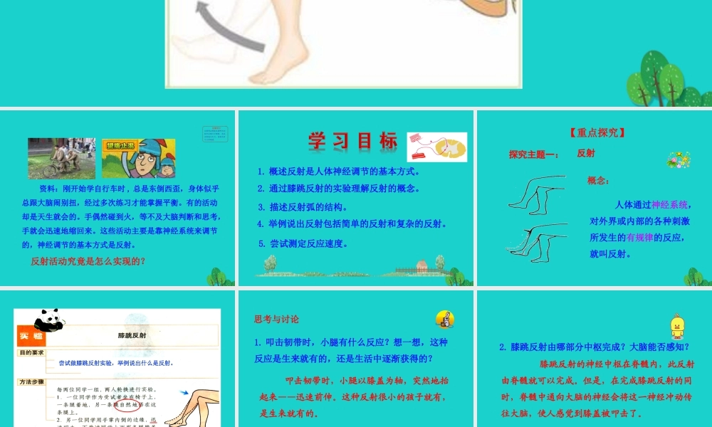 七年级生物下册 4.6.3 神经调节的基本方式课件(新版)新人教版 课件