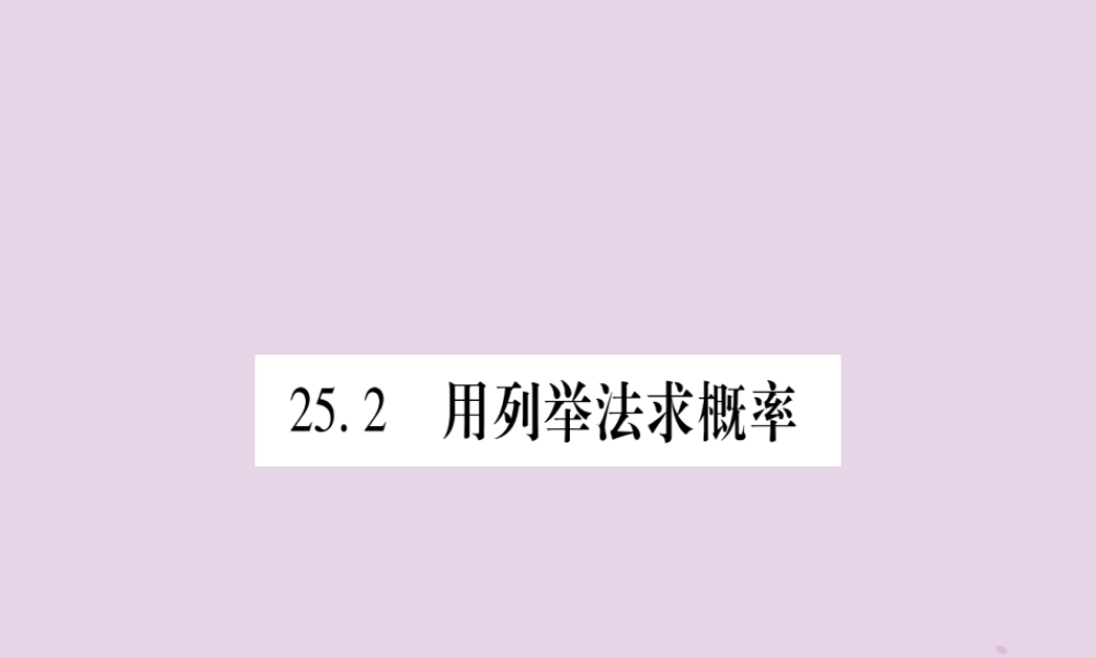 九年级数学上册 第二十五章 概率初步 252 用列举法求概率 第1课时作业课件 (新版)新人教版 课件