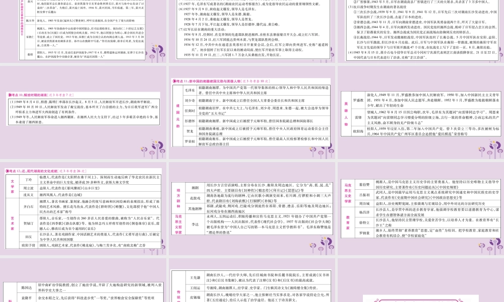 中考历史复习 第一篇 教材系统复习 第5板块 湖南地方文化常识(讲解)课件