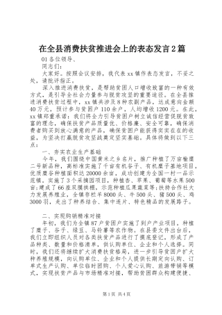 在全县消费扶贫推进会上的表态发言2篇