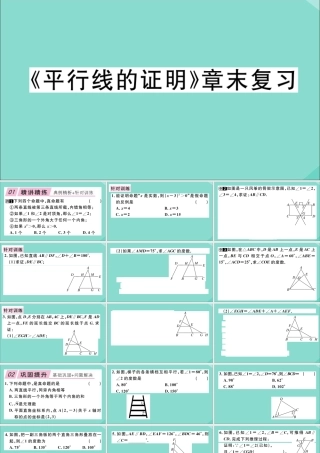 八年级数学上册 第七章(平行线的证明)章末复习作业课件 (新版)北师大版 课件