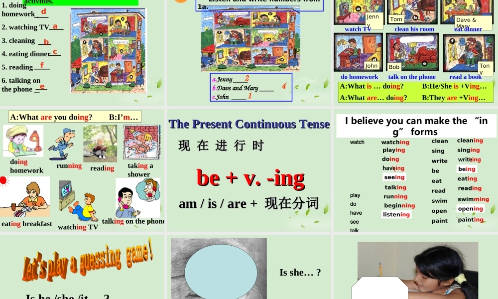 中学七年级英语(Unit 5 I m watching TV)课件  课件