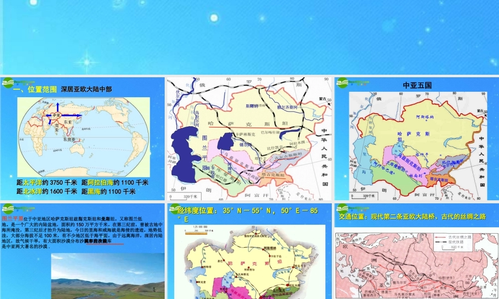 中考区域地理复习课件 中亚 人教新课标版 课件