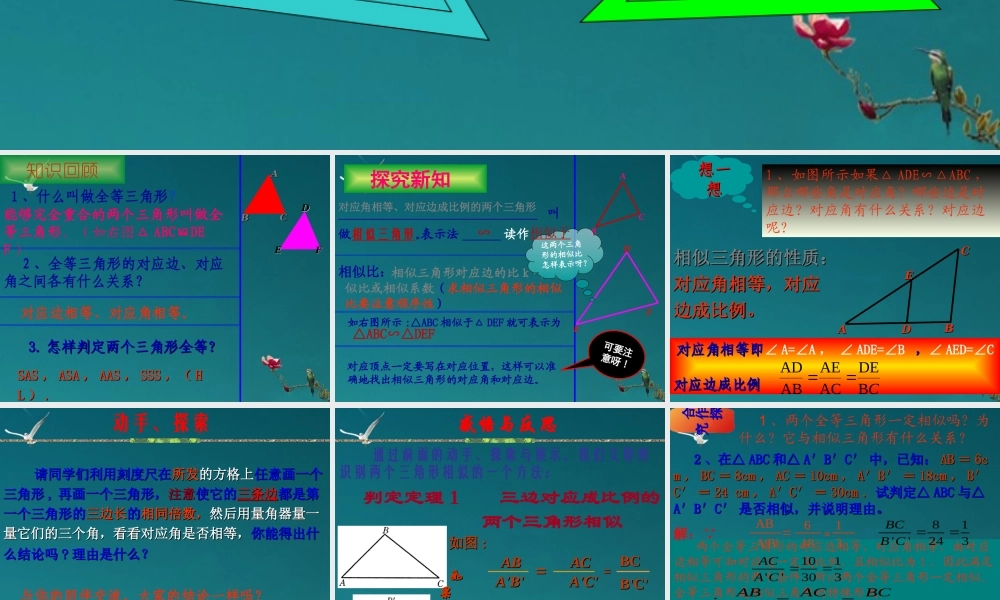 九年级数学(相似三角形的性质(一))课件