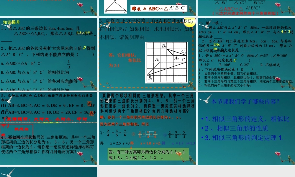 九年级数学(相似三角形的性质(一))课件