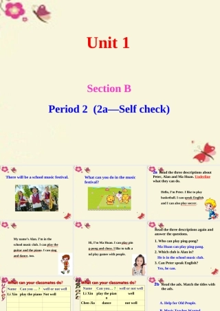 中学七年级英语下册 Unit 1 Can you play the guitar Section B 2课件 (新版)人教新目标版 课件