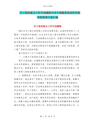 市工商局重点工作计划最新与市干部教育培训学分制考核管理方案汇编