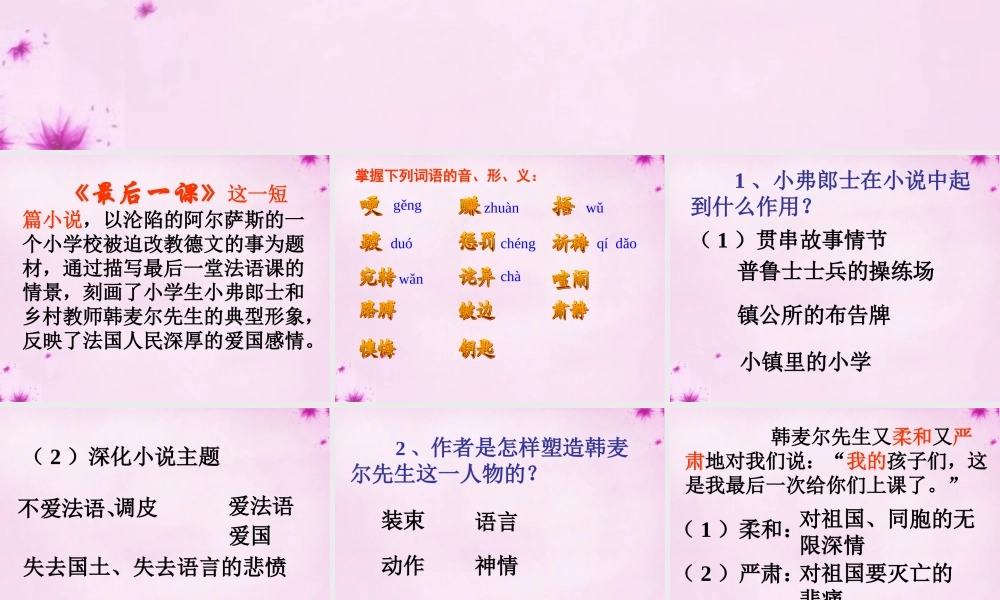 七年级语文下册 第7课(最后一课)课件 新人教版 课件