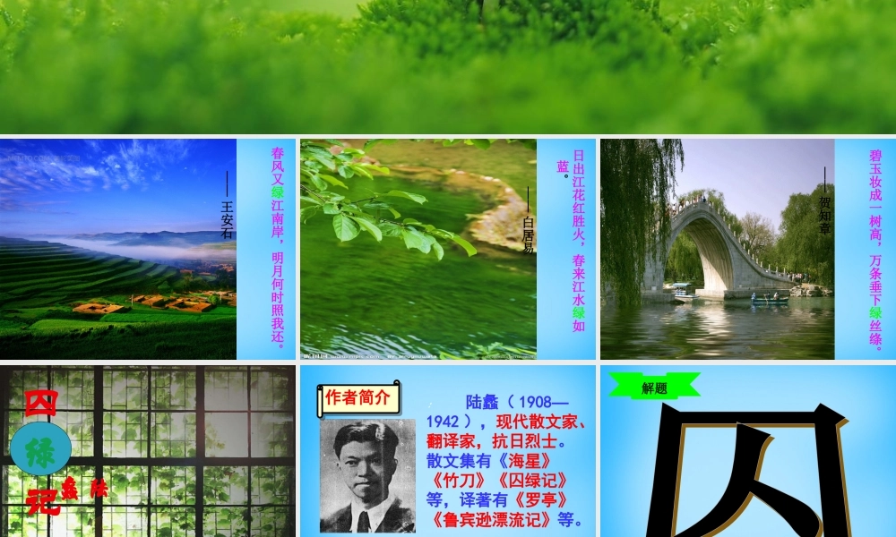 九年级语文上册 2(囚绿记)课件 语文版 课件