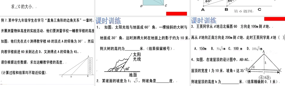 九年级数学中考复习-44 解直角三角形课件北师大版 课件