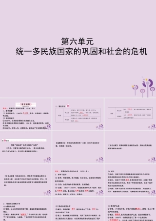 中考历史备战复习 中国古代史 第六单元 统一多民族国家的巩固和社会的危机课件